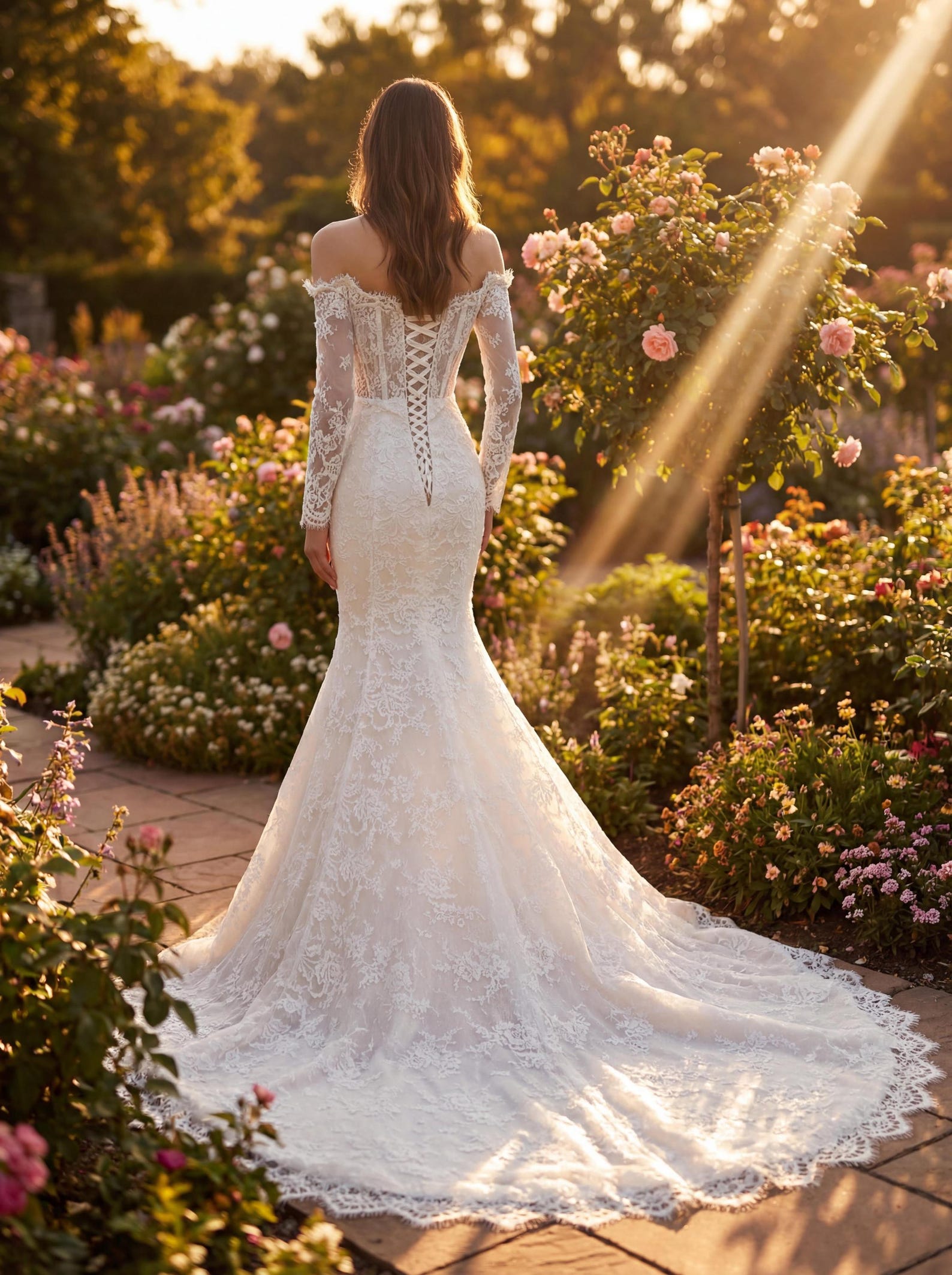 Ivory Lace Mermaid Wedding Dress: Off-shoulder Corset Bridal Gown - Etsy