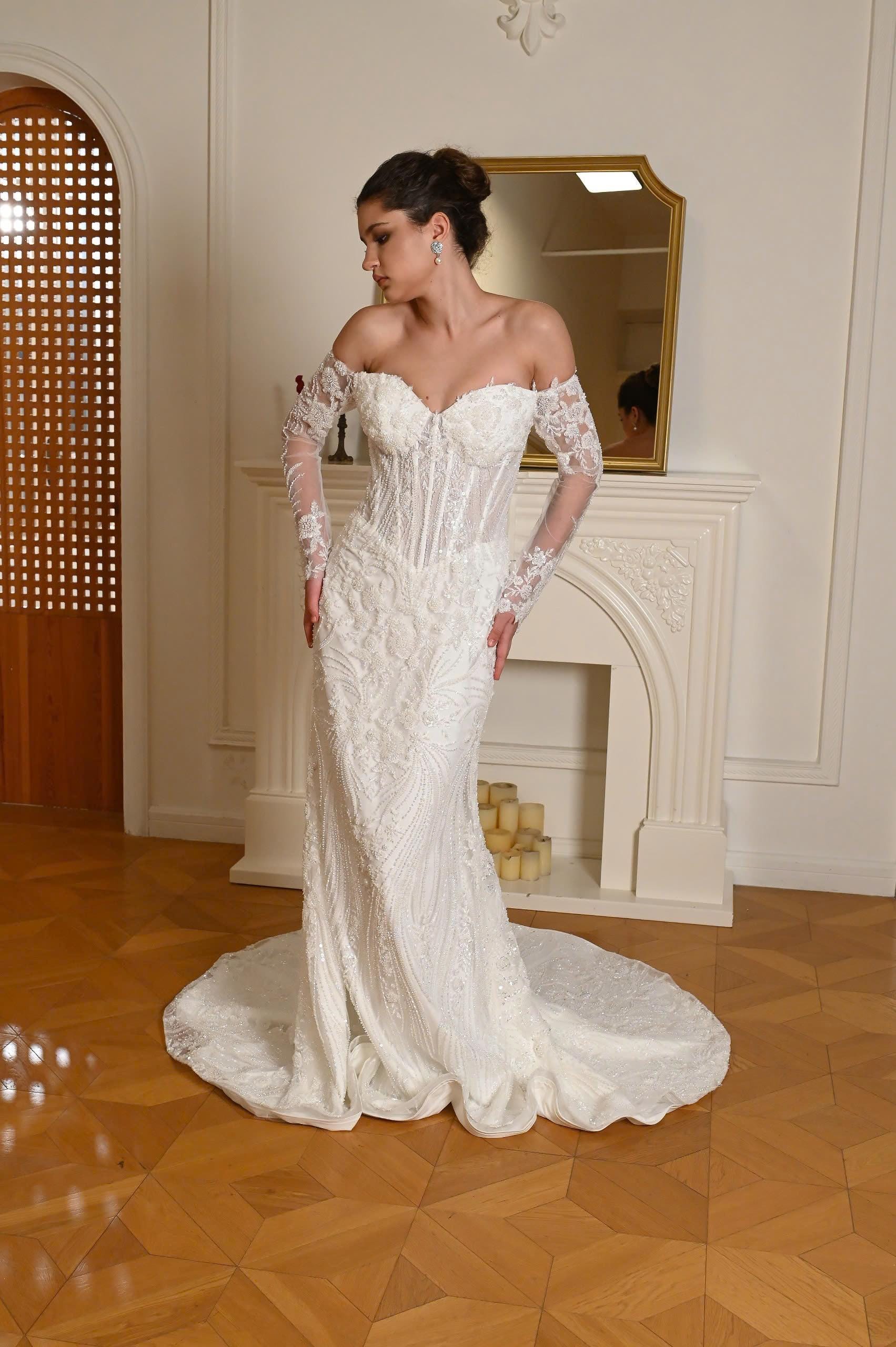 Alençon Lace Mermaid Gown | Custom Couture Corset | Ballroom Reception ...