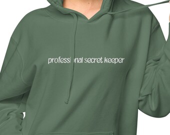 Sudadera con capucha bordada de guardián secreto profesional / Ropa de salud mental Cuello redondo / Terapeuta de terapia Camisa de maestro de trabajador social