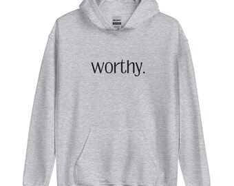 Digna sudadera con capucha bordada / camisa de moda minimalista / terapeuta de terapia trabajadora social regalo de Navidad / regalo para la novia de la esposa