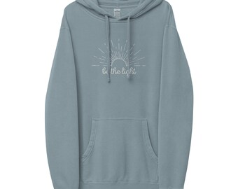 Sudadera con capucha bordada Be The Light / sudadera minimalista vintage de moda / camisa terapeuta / sudadera de terapia / salud mental