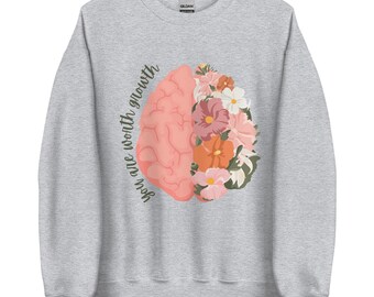 Sudadera con cuello redondo You Are Worth Growth / Sudadera de salud mental / Ropa de terapia para terapeutas / Camiseta minimalista para trabajadores sociales / Regalo de Navidad