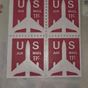 1971 U.S.   usps 11c Airmail Zip slogan 5 scott C78A pane of 4 stamps MNH mint brown