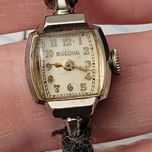1950s Bulova Swiss 10K White Gold Filled Vintage Mechanical Ladies Women’s Watch Genuine Bulova M8