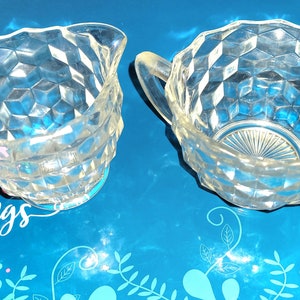Vintage Fostoria Cubist Creamer and sugar Crystal
