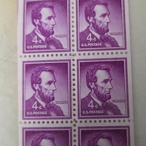 Usps scott 1036A 4 cent Lincoln pane of 6 stamps MNH Mint free shipping brown