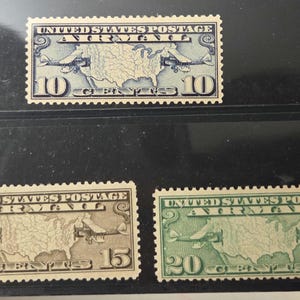 1926 1927 U.S. Scott C7 C8 C9 AIRMAIL stamps 10 15 20 CENT MNH