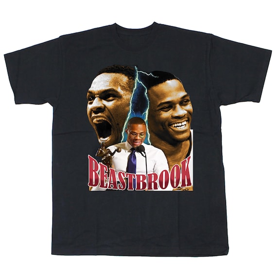 Vintage Style Authentic Russell Westbrook Rap Tee T-shirt Black Beastbrook  Why Not Okc Mvp Nba Basketball