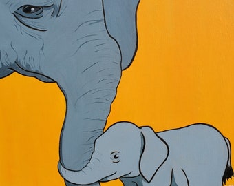 Mother Elephant- 12”x12” Fine Art Print
