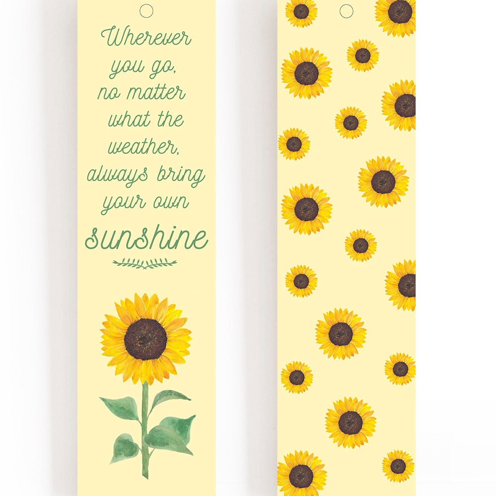 Sunflower Bookmark Floral Bookmark Gifts for Her Yellow Etsy