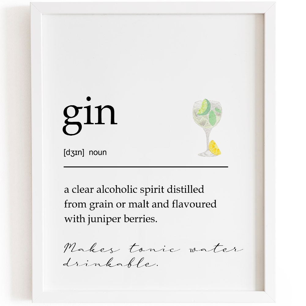 Gin Print Gin Definition Print Dictionary Definition Print Etsy