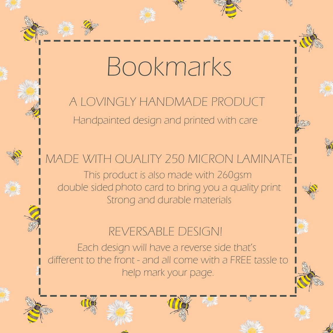 Queen Bee Bookmark Bumblebee Bookmark Reversible | Etsy UK