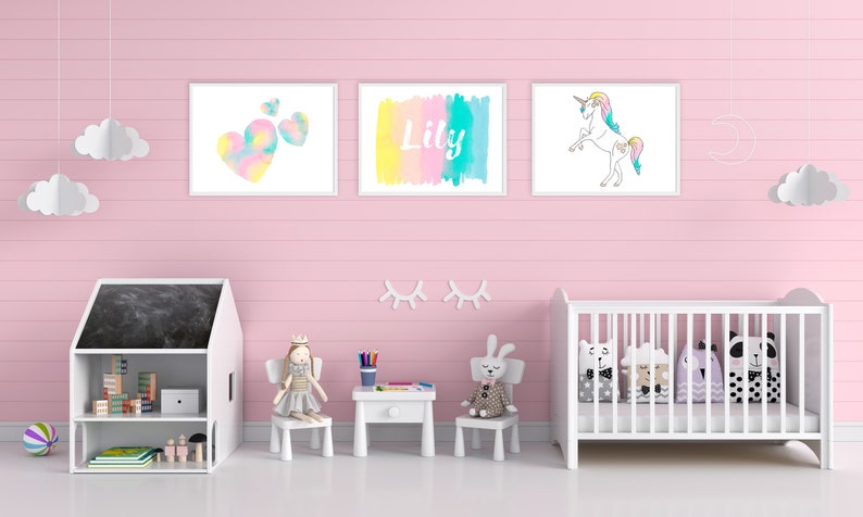 Set of 3 Prints Rainbow Set of Prints Unicorn Nursery Unicorn Set of Prints Nursery Set of 3 Prints Unicorn Bedroom Nursery Prints