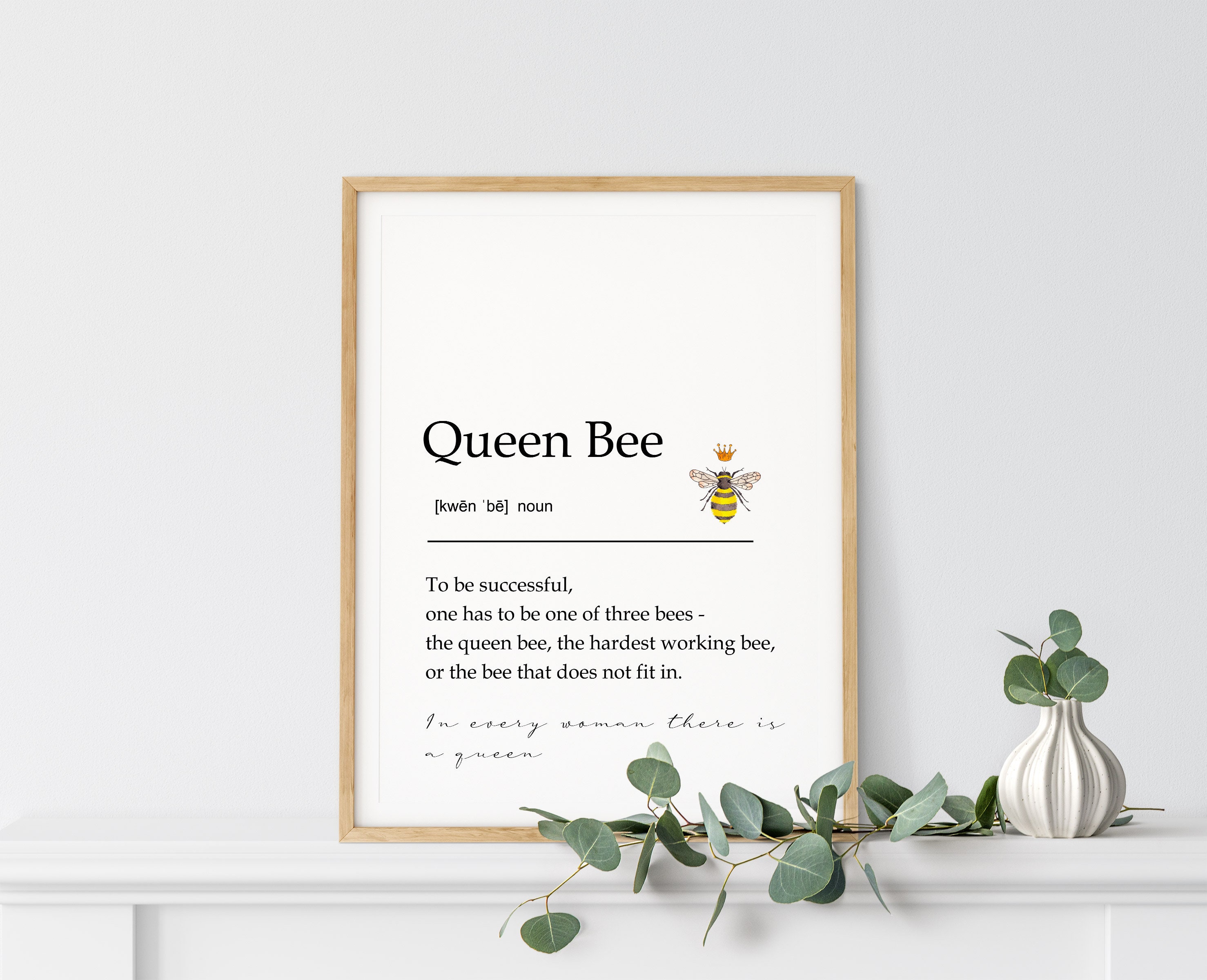 Queen Bee Wall Art Print Queen Bee Definition Unframed or Etsy UK
