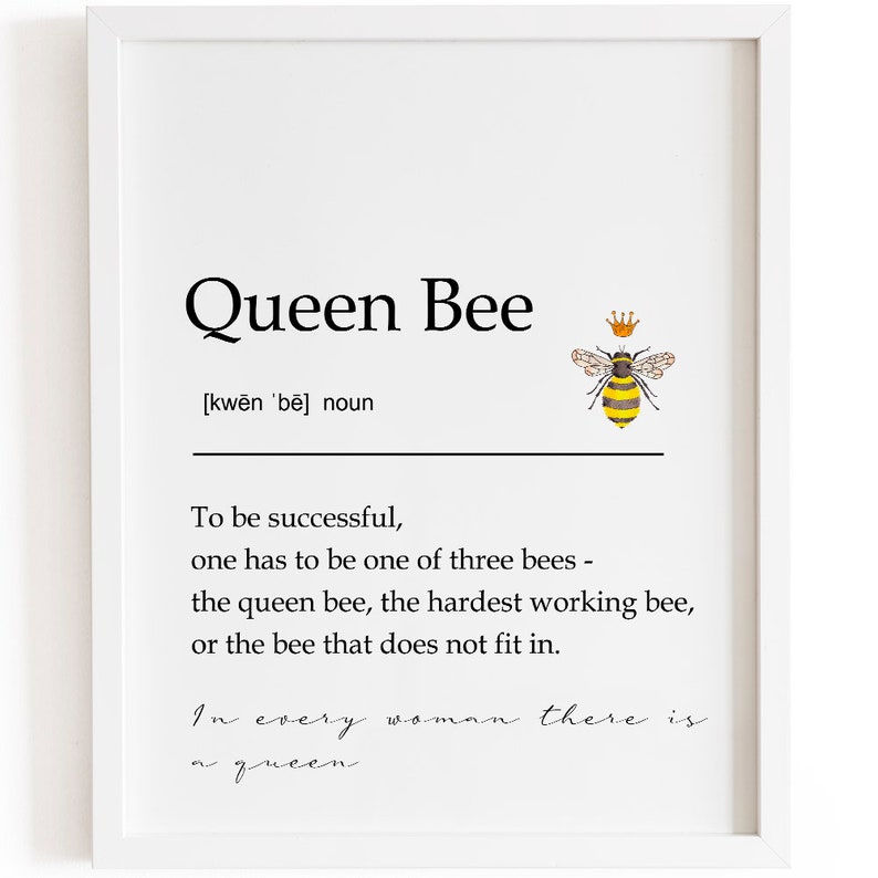 Queen Bee Print Bee Print Bee Dictionary Definition Bee Etsy