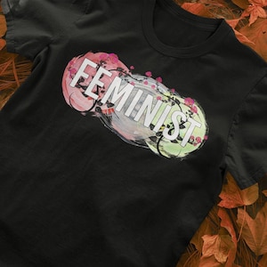 Feminist Flower T-Shirt: Painted Swirls, Riot Grrrl Style