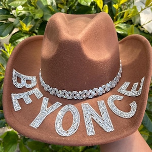 Merchandising del Beyoncé Cowboy Carter Tour 2025 / Cappello da cowboy / Accessori per concerti / Renaissance / Cappello a tema Beyoncé / Cappello da cowgirl con strass marrone