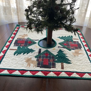 Christmas Tree Skirt * Quilted Christmas Tree Skirt * Holiday Tree Skirt * Stained Glass Christmas Tree Skirt * Double Sided * Quilted *