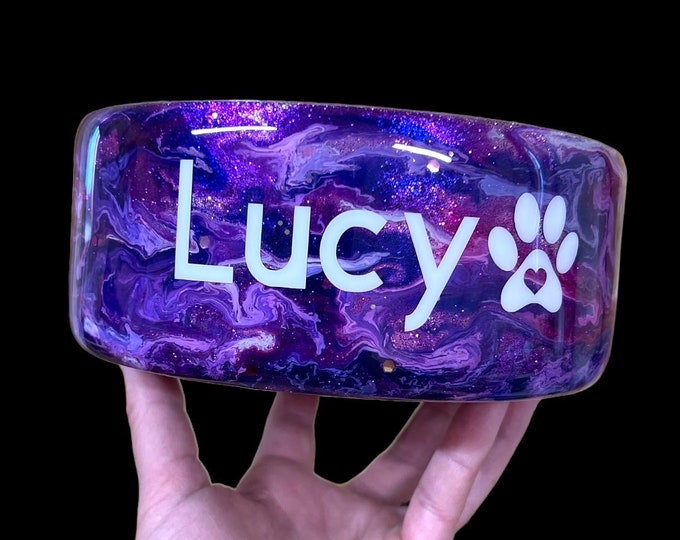Shades of Purple Custom Epoxy Pet Bowl, Epoxy Dog Bowl, Epoxy Pet Bowl