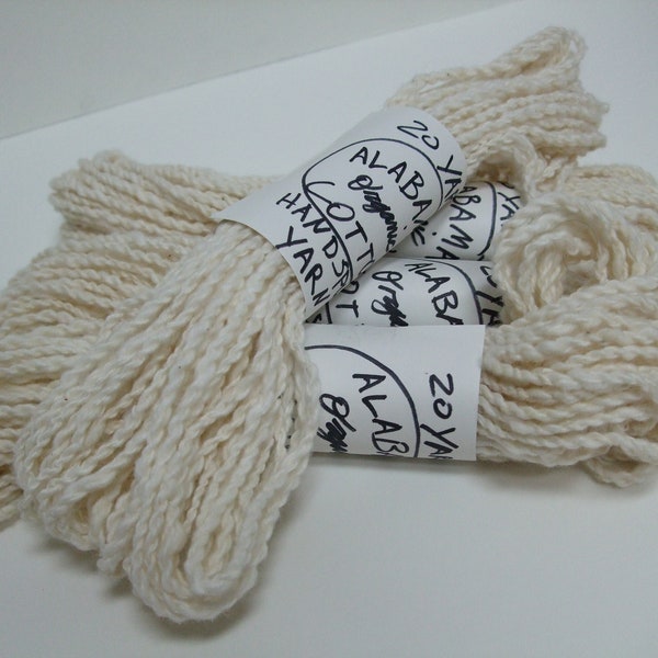Handspun American Upland White Cotton Yarn