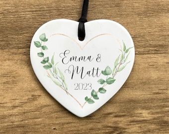 Personalised Wedding Ceramic Heart / Ornament / Hanging Decoration - Wedding Gift - Keepsake Gift - Anniversary Gift