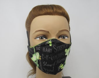 Reversible/Breathable Face Masks /Washable/Triple Layer Protection/Built in Flannel Filter/Filter Pocket/ Adjustable Toggle/ 100% Cotton