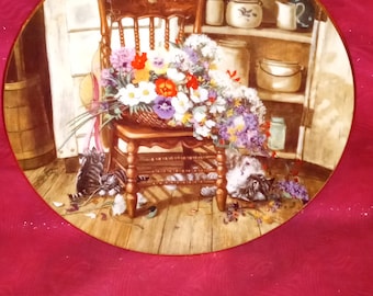 Assiette décorative de boutures de campagne vintage 1990