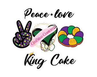 Peace Love y King Cake Archivo digital PNG