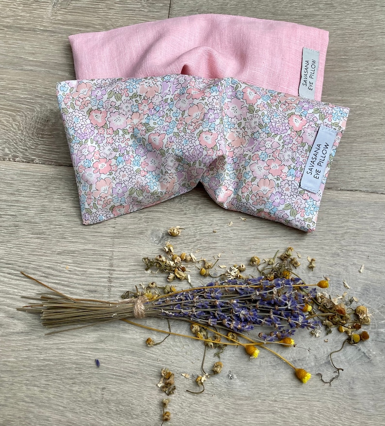 Savasana, Washable Removable Cover,Linen, Liberty of London, Lavender Relaxing Eye Pillow, Yoga, Meditation, Self Care, Teacher Gift image 5