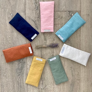 Almohada para ojos de lavanda Savasana, ayuda para dormir, hecha a mano, de lino, para yoga, meditación, funda lavable, cesta para buzón, cuidado personal, regalo para profesores