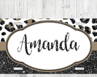 Cheetah | Glitter effect | License Plate | Car Tag | Monogram Front Plate | Personalized Plate | Aluminum License Plate