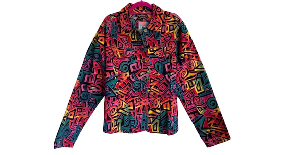 Sequined Abstract Print Coat - image 1