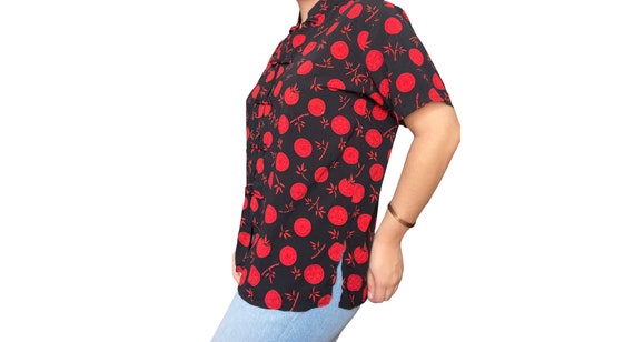 Black&Red 80s Silk Blouse - image 2