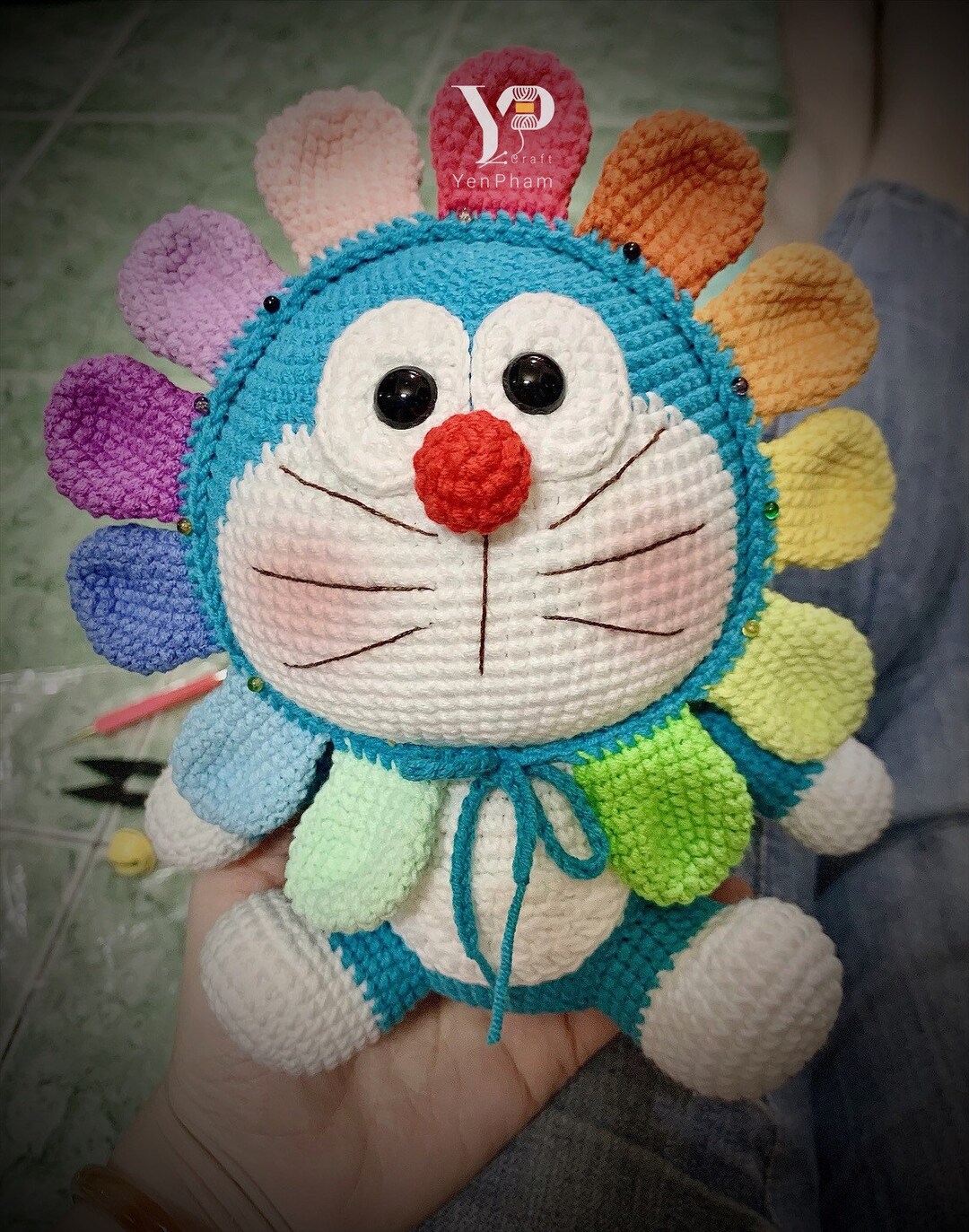 Doraemon & Flower Headband Finished Product Amigurumi New Etsy
