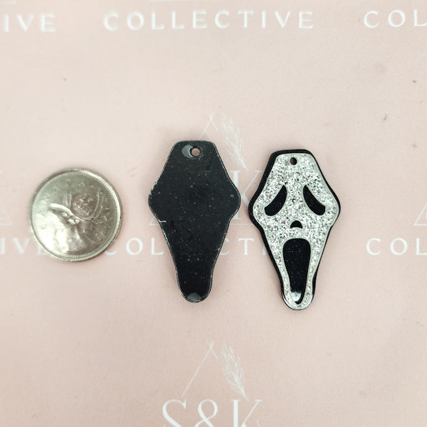 23 x 39mm scream face hallowen cabochon for DIY Jewelry making earring findings resin Cabochon set of 2