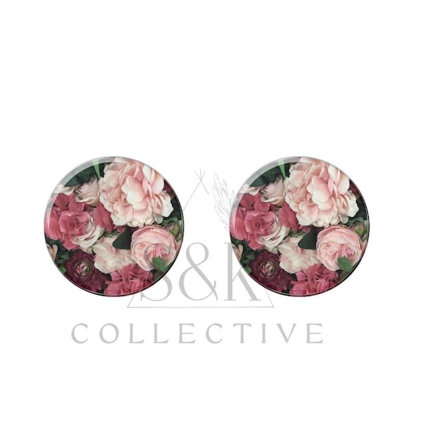 12mm Flowers Vintage Floral Photo Round Cabochon DIY Jewelry set of 10