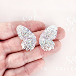 19x34mm AB Flatback Resin Butterfly Wings Rhinestone beads flat back cab beading centre high quality Native owned 1 pair