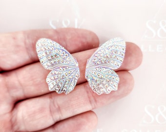 19x34mm AB Flatback Resin Butterfly Wings Rhinestone beads flat back cab beading centre high quality Native owned 1 pair