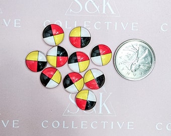 12mm medicine wheel native medicine Indigenous Round Cabochon DIY Jewelry set of 10