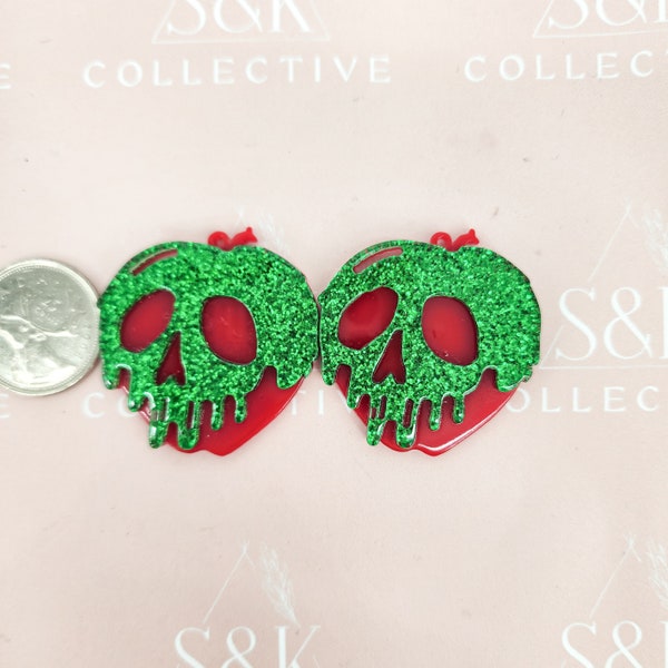 39 x 34mm apple skull poison apple cabochon for DIY Jewelry making earring findings resin Cabochon set of 2