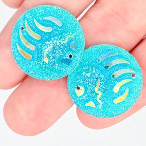 Juego de 2 cabujones de resina con forma de pata de oso, cuentas planas con purpurina AB para abalorios indígenas, juego de 2 piezas de aretes planos, suministros para bricolaje imagen 6