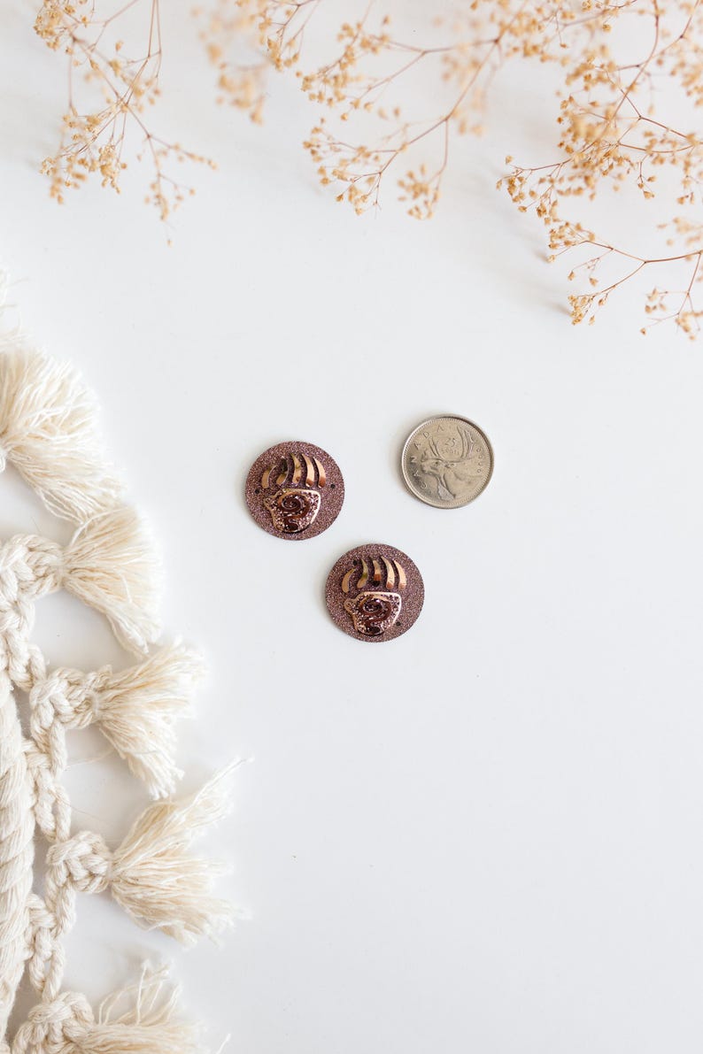 Juego de 2 cabujones de resina con forma de pata de oso, cuentas planas con purpurina AB para abalorios indígenas, juego de 2 piezas de aretes planos, suministros para bricolaje imagen 13
