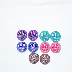 Bear Paw Resin Cabochon Set med 2 AB Glitter Flatback Pärlor för Inhemskt Pärlbroderi Flatback Set med 2 Örhängen DIY-tillbehör