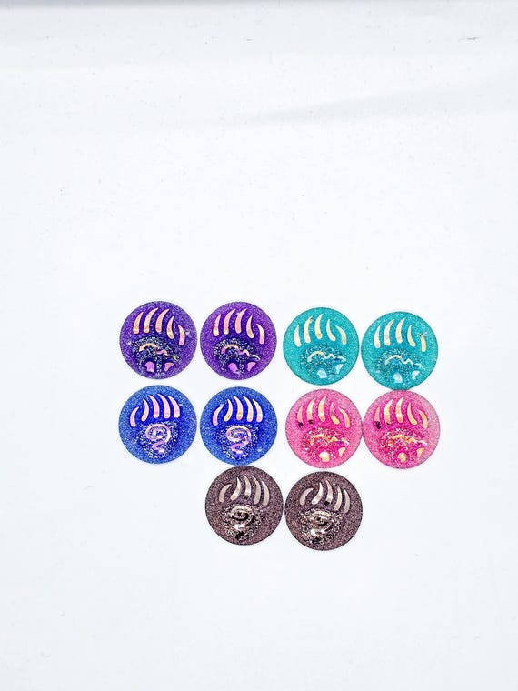 Bear Paw Resin Cabochon Set of 2 AB Glitter Flatback Beads for Indigenous Beadwork Flatback Set of 2 Earring DIY Supplies