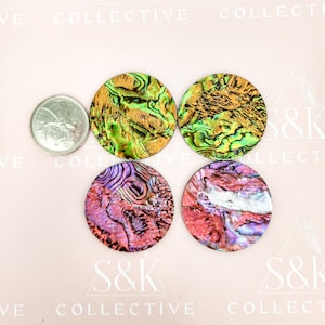 35mm Abalone Inspired Shell Acrylic Circle Shape Pendant Cabochon DIY Jewelry Set of 2 minimalist jewelry various colours