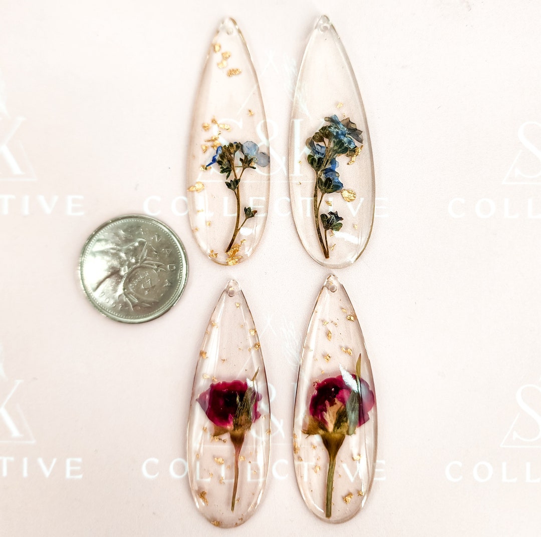 18 X 55mm Real Flower in Resin Drop Cabochon High Quality Beading