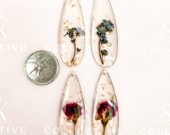 18 x 55 mm vraie fleur en résine goutte cabochon fourniture de perles de haute qualité, centre de perles, fournitures de perles indigènes