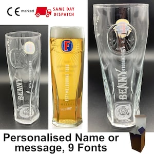 Personalised Engraved Fosters 1 Pint Glass. 20oz. Personalised with your name! Beer/lager lovers dream. Lots of fonts to pick from!