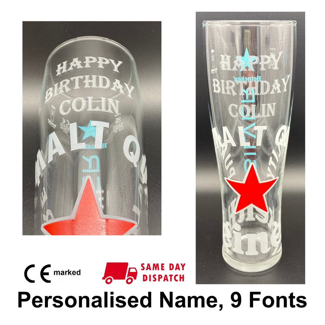 Personalised Engraved Heineken Silver 1 Pint Glass. 20oz. Personalised ...