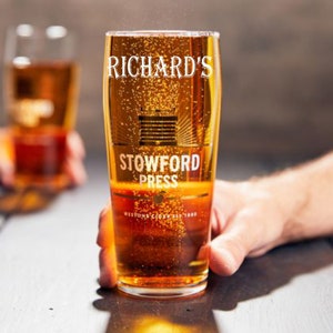 Personalised Name Engraved Stowford Press Cider 1 Pint Glass. 20oz. Personalised with your name! Cider lovers dream. Many fonts to pick from